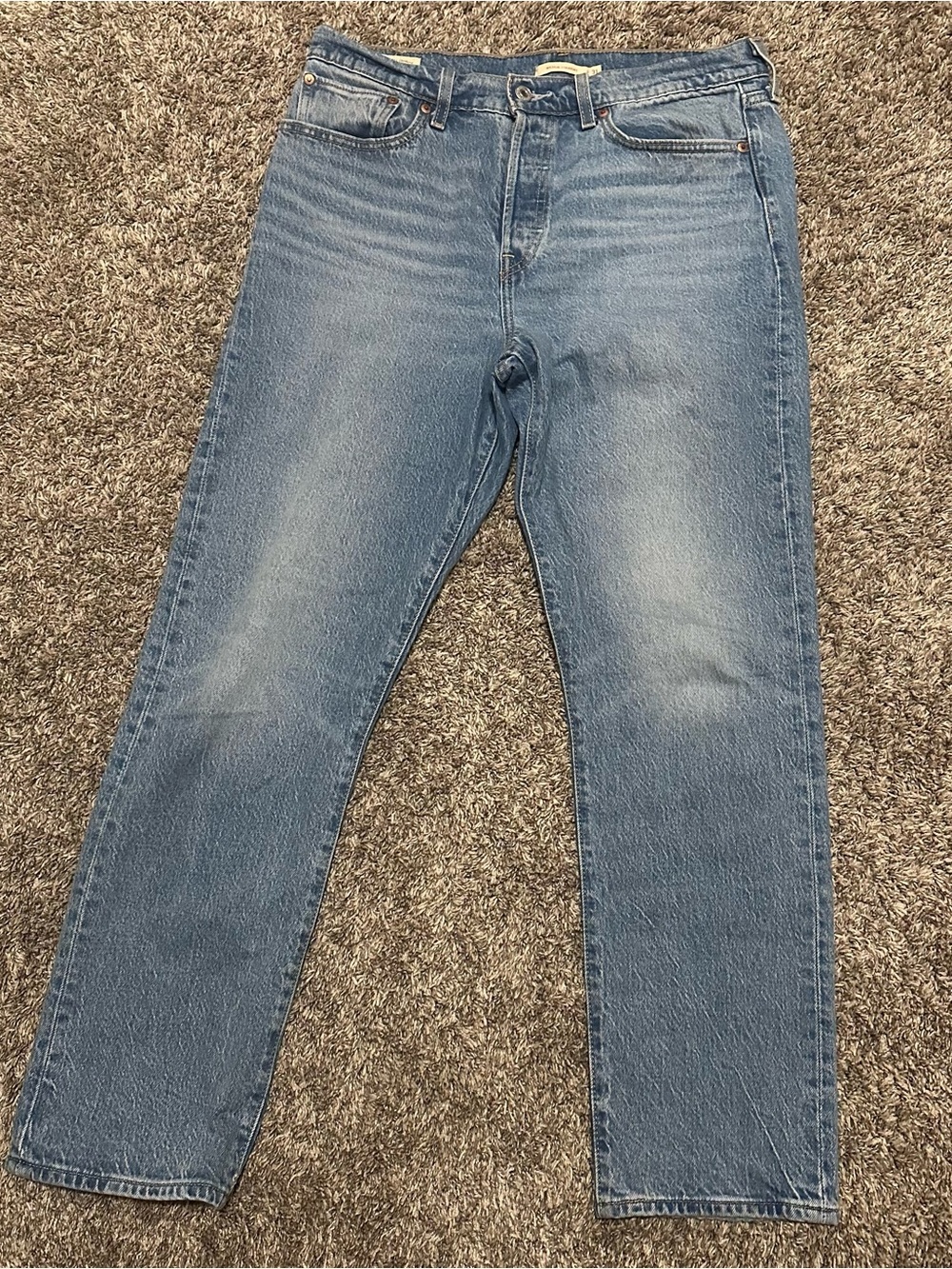 Womens Levi's Wedgie Straight Leg Jeans - Light Blue Wash sz 31
